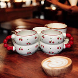 Handmade Ceramic Cherry Mugs Set Kitchen Accessories