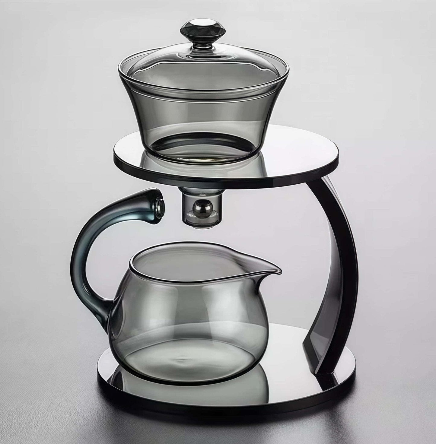 Heat - Resistant Glass Tea Set Magnetic Water Diversion Rotating Cover Bowl Automatic Tea Maker Lazy Kungfu Teapot Drinking - KitchenKlout