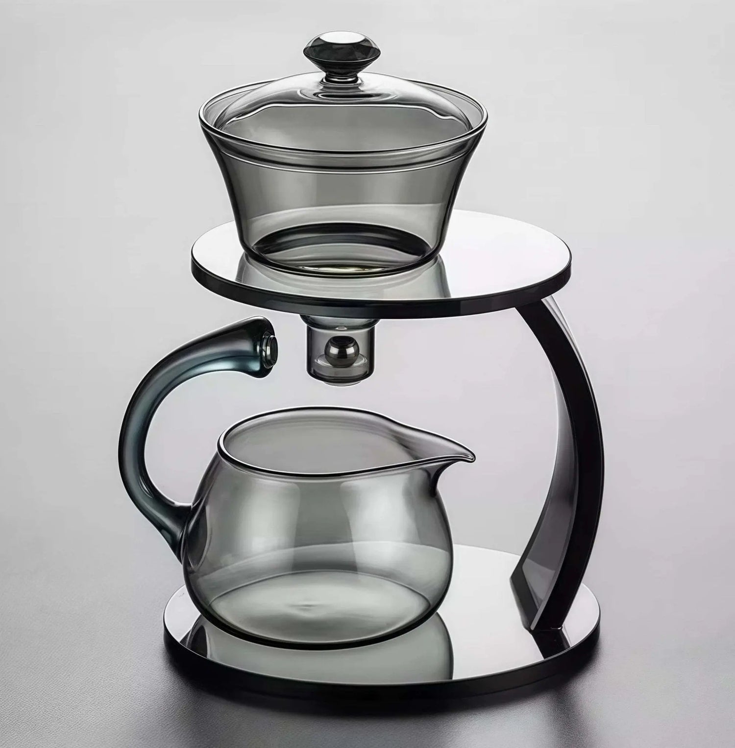 Heat - Resistant Glass Tea Set Magnetic Water Diversion Rotating Cover Bowl Automatic Tea Maker Lazy Kungfu Teapot Drinking - KitchenKlout