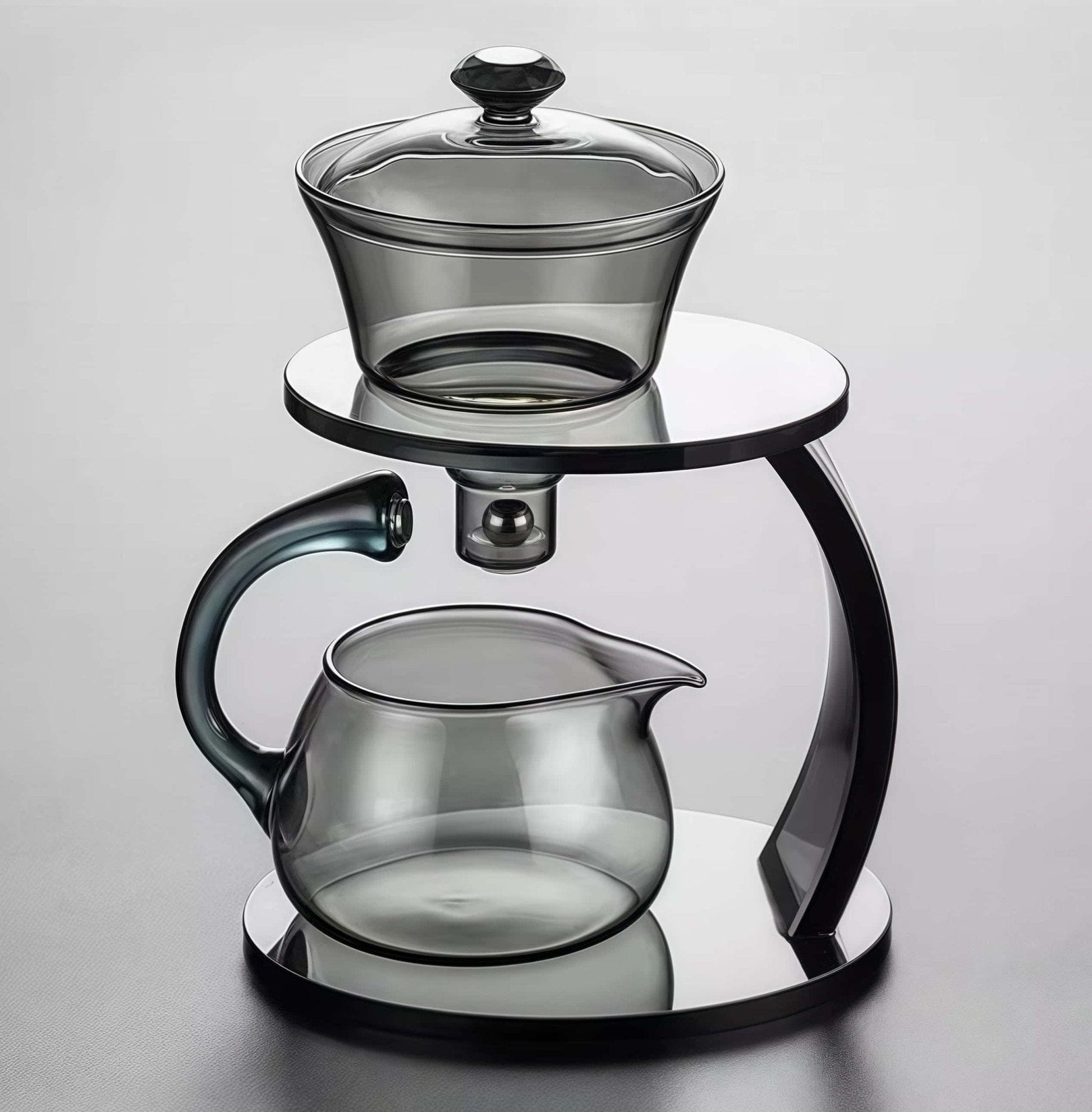 Heat - Resistant Glass Tea Set Magnetic Water Diversion Rotating Cover Bowl Automatic Tea Maker Lazy Kungfu Teapot Drinking - KitchenKlout
