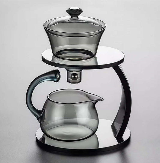 Heat - Resistant Glass Tea Set Magnetic Water Diversion Rotating Cover Bowl Automatic Tea Maker Lazy Kungfu Teapot Drinking - KitchenKlout