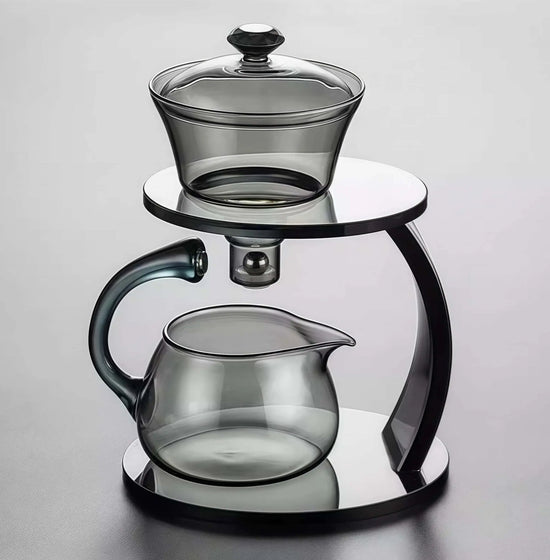 Heat - Resistant Glass Tea Set Magnetic Water Diversion Rotating Cover Bowl Automatic Tea Maker Lazy Kungfu Teapot Drinking - KitchenKlout