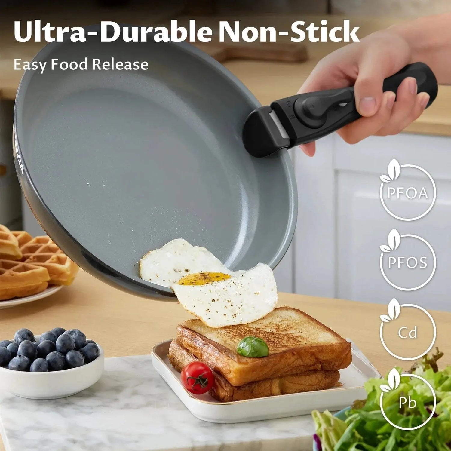 Induction Cookware with Healthy Ceramic Coating, Nonstick Pots and Pans Set 13pcs with Detachable Handles - KitchenKlout