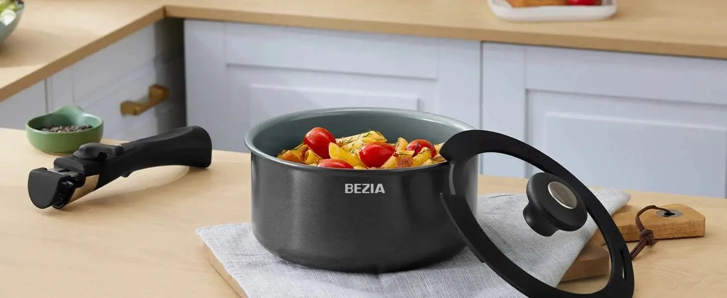 Induction Cookware with Healthy Ceramic Coating, Nonstick Pots and Pans Set 13pcs with Detachable Handles - KitchenKlout