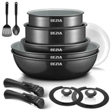 Induction Cookware with Healthy Ceramic Coating, Nonstick Pots and Pans Set 13pcs with Detachable Handles - KitchenKlout