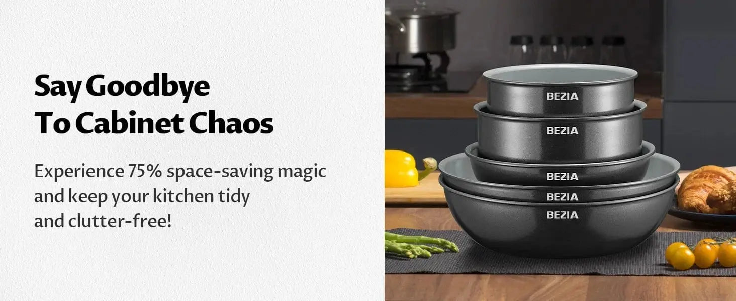 Induction Cookware with Healthy Ceramic Coating, Nonstick Pots and Pans Set 13pcs with Detachable Handles - KitchenKlout