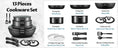 Induction Cookware with Healthy Ceramic Coating, Nonstick Pots and Pans Set 13pcs with Detachable Handles - KitchenKlout
