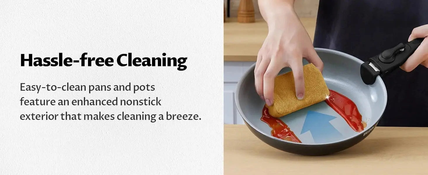 Induction Cookware with Healthy Ceramic Coating, Nonstick Pots and Pans Set 13pcs with Detachable Handles - KitchenKlout