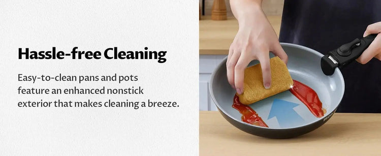 Induction Cookware with Healthy Ceramic Coating, Nonstick Pots and Pans Set 13pcs with Detachable Handles - KitchenKlout