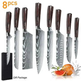 Japanese Knife Set 8/10-Piece Damascus look Knife Set | KitchenKlout
