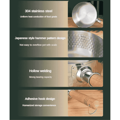 Japanese Snowflake Pot – 304 Stainlees Steel Hammered Pattern