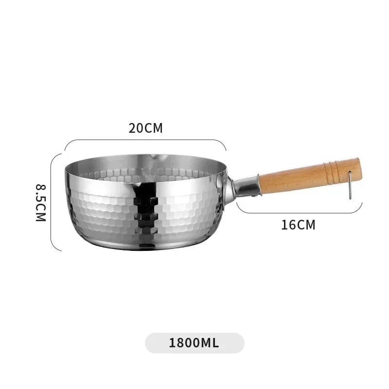Japanese Snowflake Stainless Steel Pot - Non - Stick, Uncoated, with Spout for Cooking, Noodles, or Milk - KitchenKlout