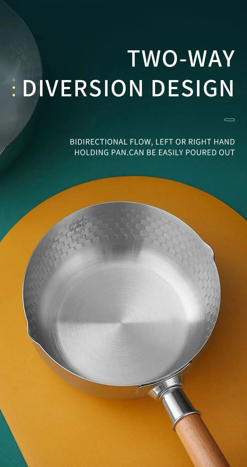 Japanese Snowflake Stainless Steel Pot - Non - Stick, Uncoated, with Spout for Cooking, Noodles, or Milk - KitchenKlout
