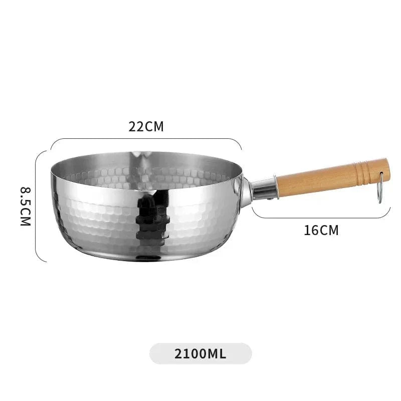 Japanese Snowflake Stainless Steel Pot - Non - Stick, Uncoated, with Spout for Cooking, Noodles, or Milk - KitchenKlout