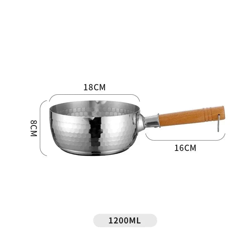 Japanese Snowflake Stainless Steel Pot - Non - Stick, Uncoated, with Spout for Cooking, Noodles, or Milk - KitchenKlout