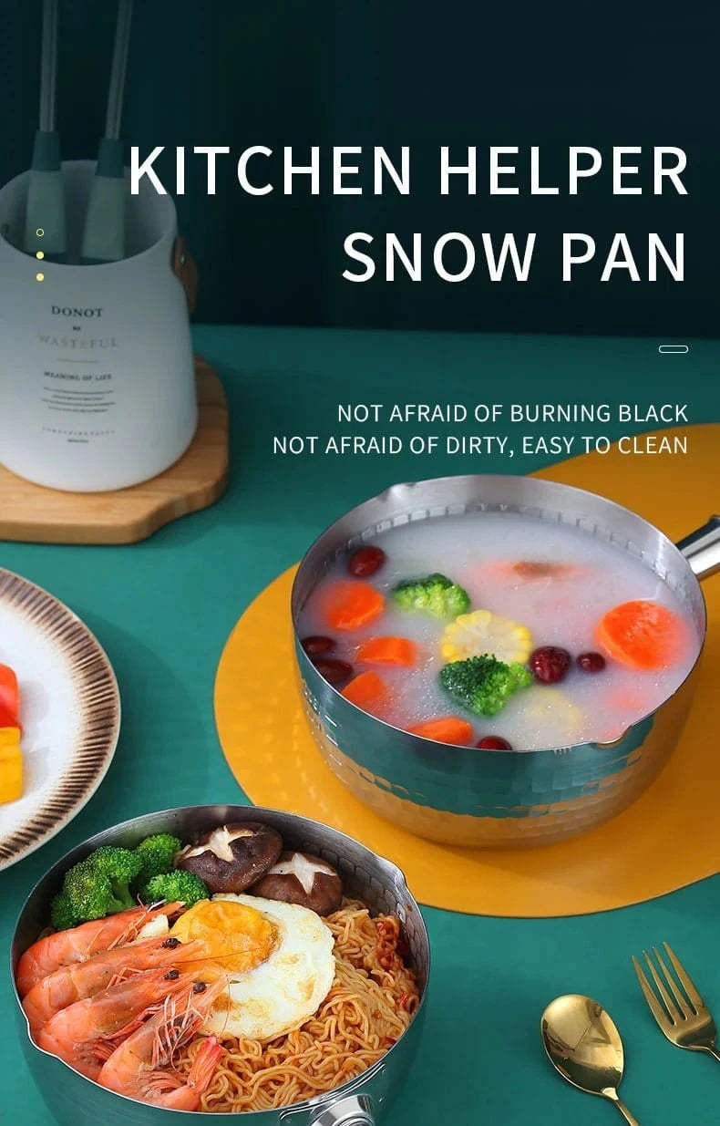 Japanese Snowflake Stainless Steel Pot - Non - Stick, Uncoated, with Spout for Cooking, Noodles, or Milk - KitchenKlout