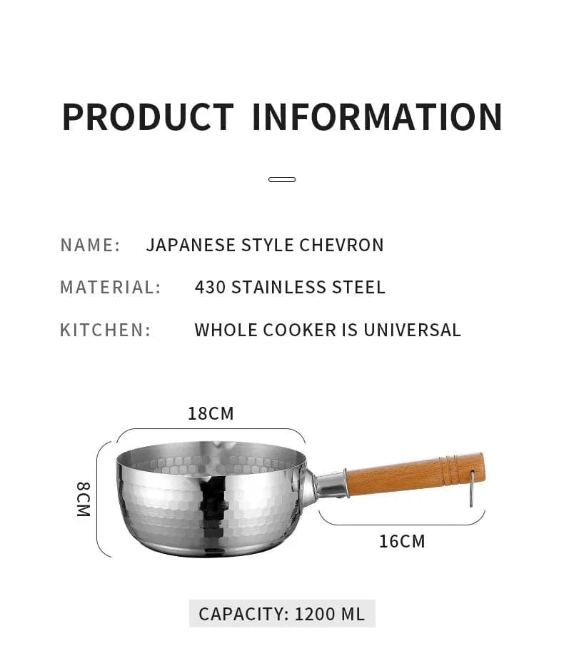 Japanese Snowflake Stainless Steel Pot - Non - Stick, Uncoated, with Spout for Cooking, Noodles, or Milk - KitchenKlout