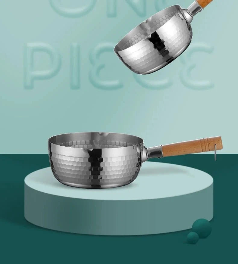 Japanese Snowflake Stainless Steel Pot - Non - Stick, Uncoated, with Spout for Cooking, Noodles, or Milk - KitchenKlout