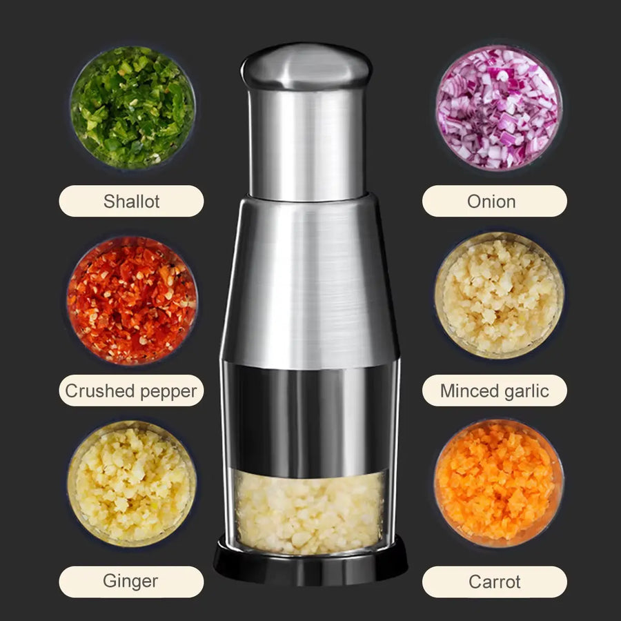 Manual Garlic Chopper & Food Processor - Mini Tool For Kitchen Prep