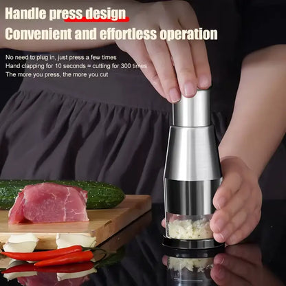 Manual Garlic Chopper & Food Processor - Mini Tool For Kitchen Prep