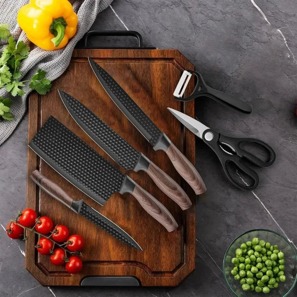 Matte Black Chef's Knife Set – 3pc Compact or 6pc Pro Edition