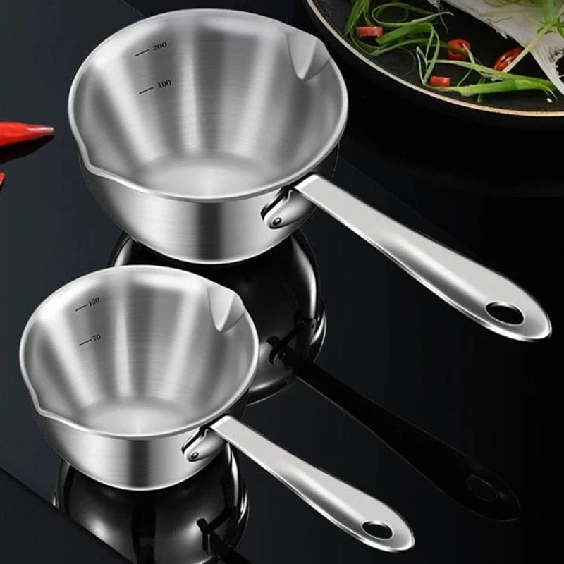 Mini Stainless Steel Cooking Saucepan, Long Handle, Handy Frying Pot, Durable Cooking Pot, Kitchen Milk Pot, Durable - KitchenKlout