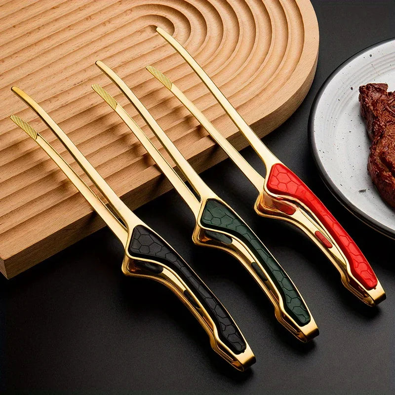 Miniature Stainless Steel Kitchen Tongs – 3 Colors | Non-Slip Grip for Tiny Cooking