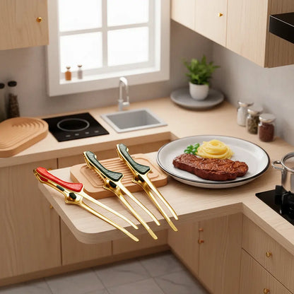 Miniature Stainless Steel Kitchen Tongs - 3 Colors | Non-Slip Tiny Cooking Tool 
