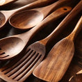Natural Teak Wood Kitchen Tool Set: Spoon, Ladle, Turner, Rice Colander, and Soup Skimmer - KitchenKlout