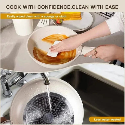 Non-Stick Cookware | 21-Piece Ceramic Pots & Pans Set - Milky White