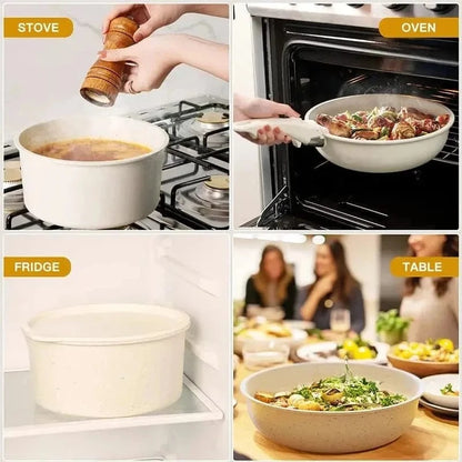 Non-Stick Cookware | 21-Piece Ceramic Pots & Pans Set - Milky White