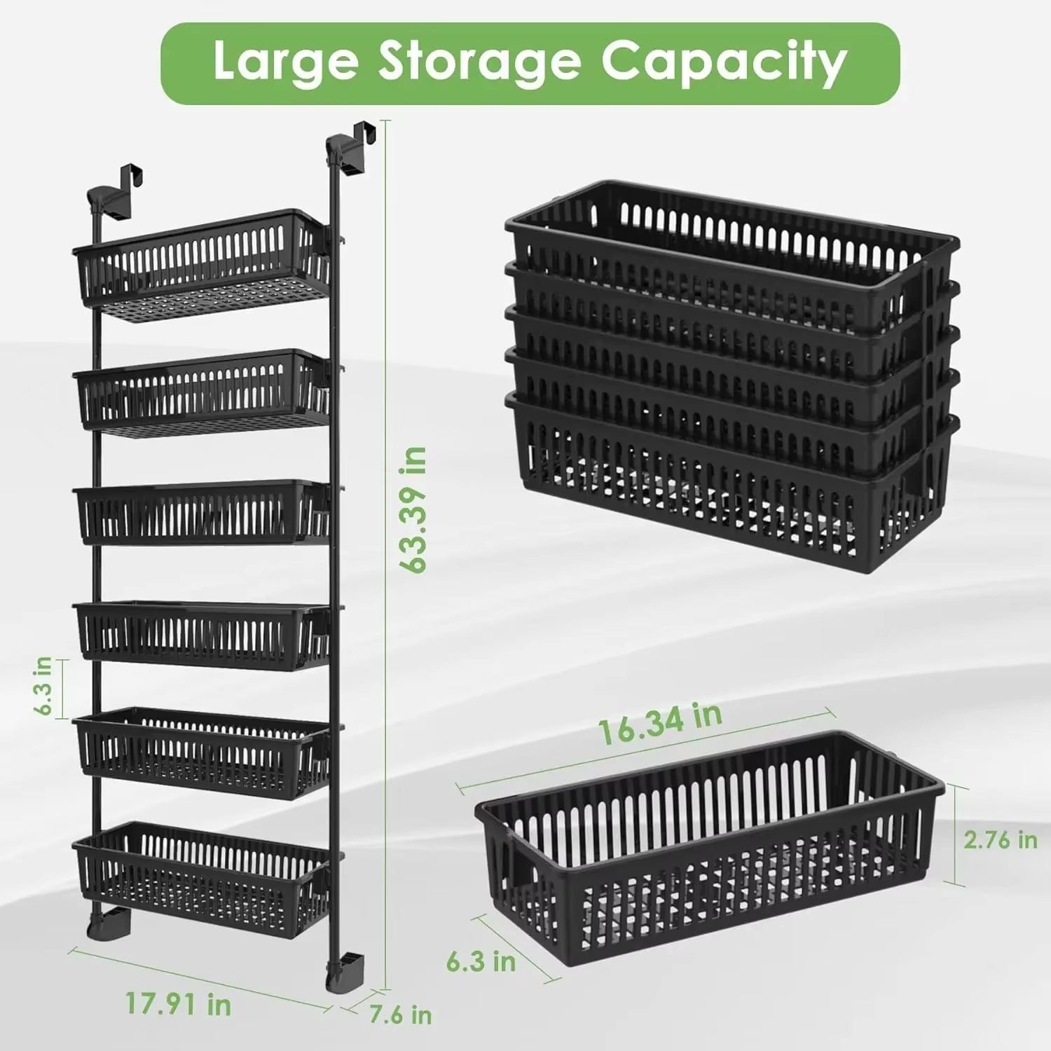Over - the - Door Pantry Organizer with 6 - Tier Adjustable Baskets - Heavy - Duty Metal Wall Mount - KitchenKlout