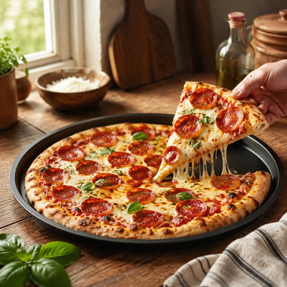 Pizza Pan | 9", 10", 11" Professional Carbon Steel Baking Pans | KitchenKlout Bakeware