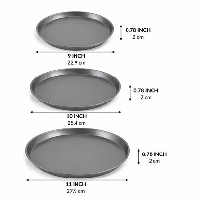 Pizza Pan | 9", 10", 11" Professional Carbon Steel Baking Pans | KitchenKlout Bakeware