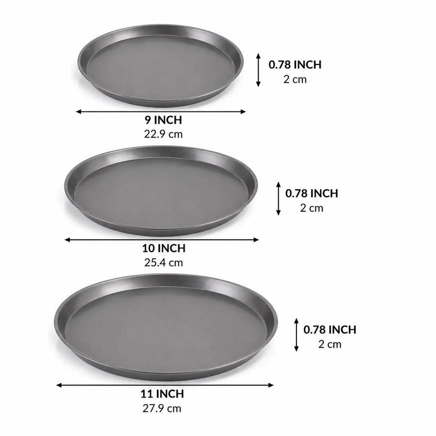 Pizza Pan | 9", 10", 11" Professional Carbon Steel Baking Pans | KitchenKlout Bakeware