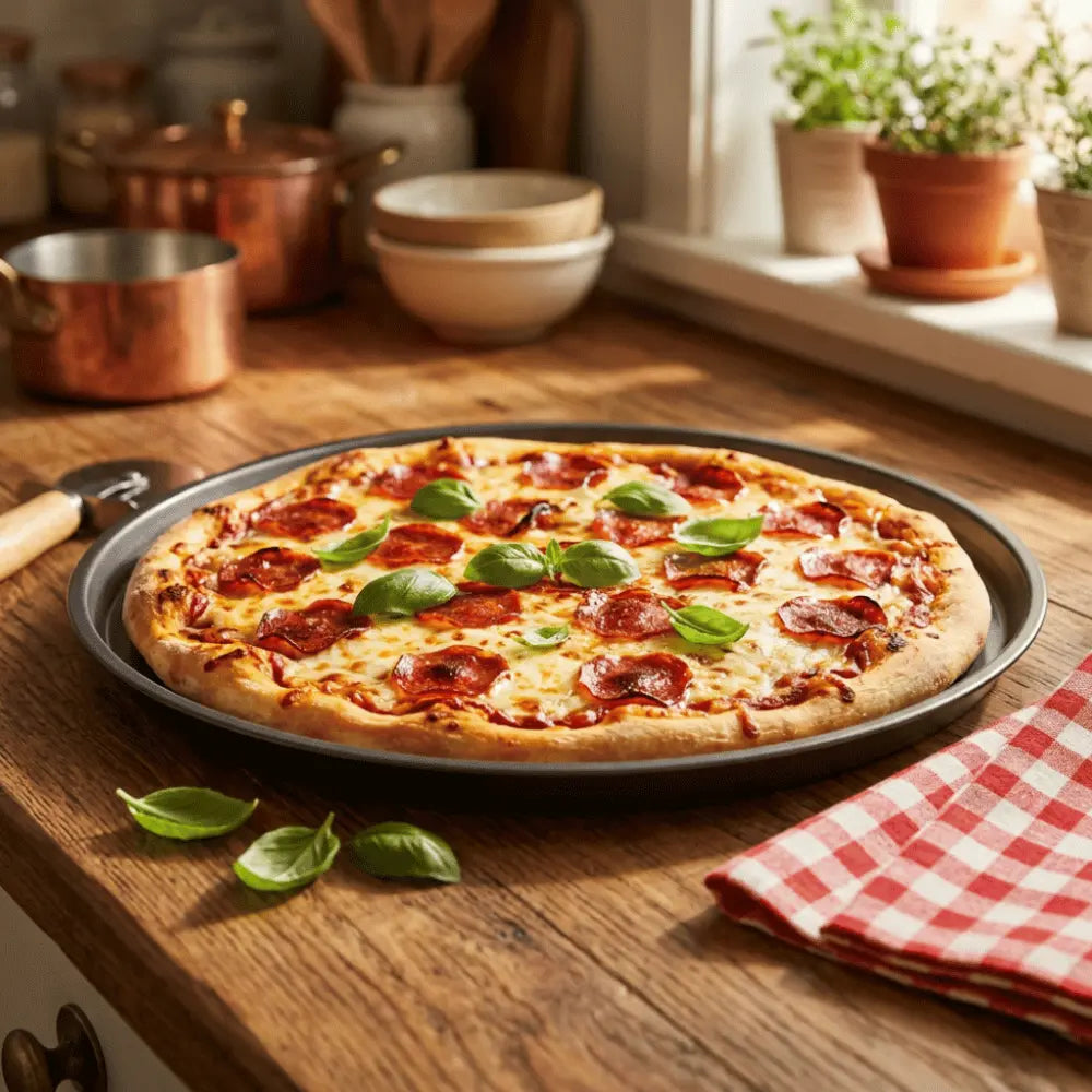 Pizza Pan | 9", 10", 11" Professional Carbon Steel Baking Pans | KitchenKlout Bakeware
