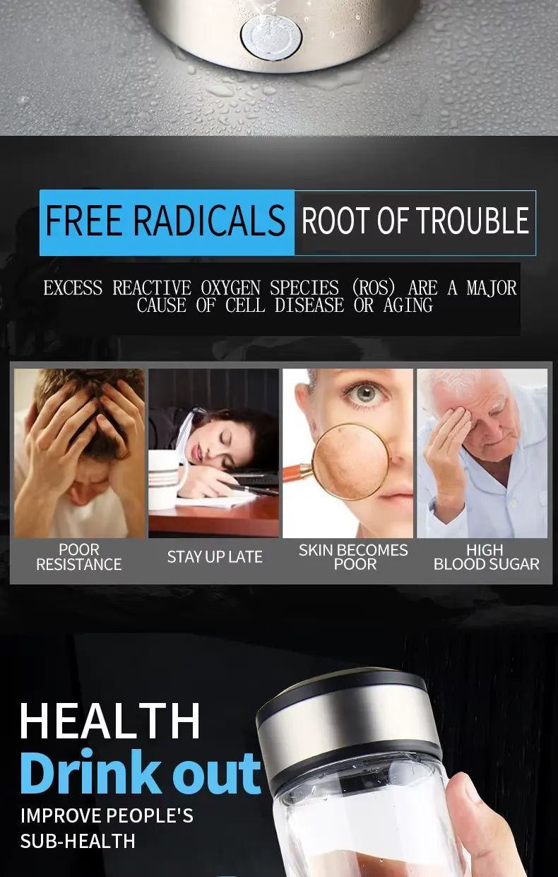 Portable Hydrogen Water Generator Cup – USB Rechargeable