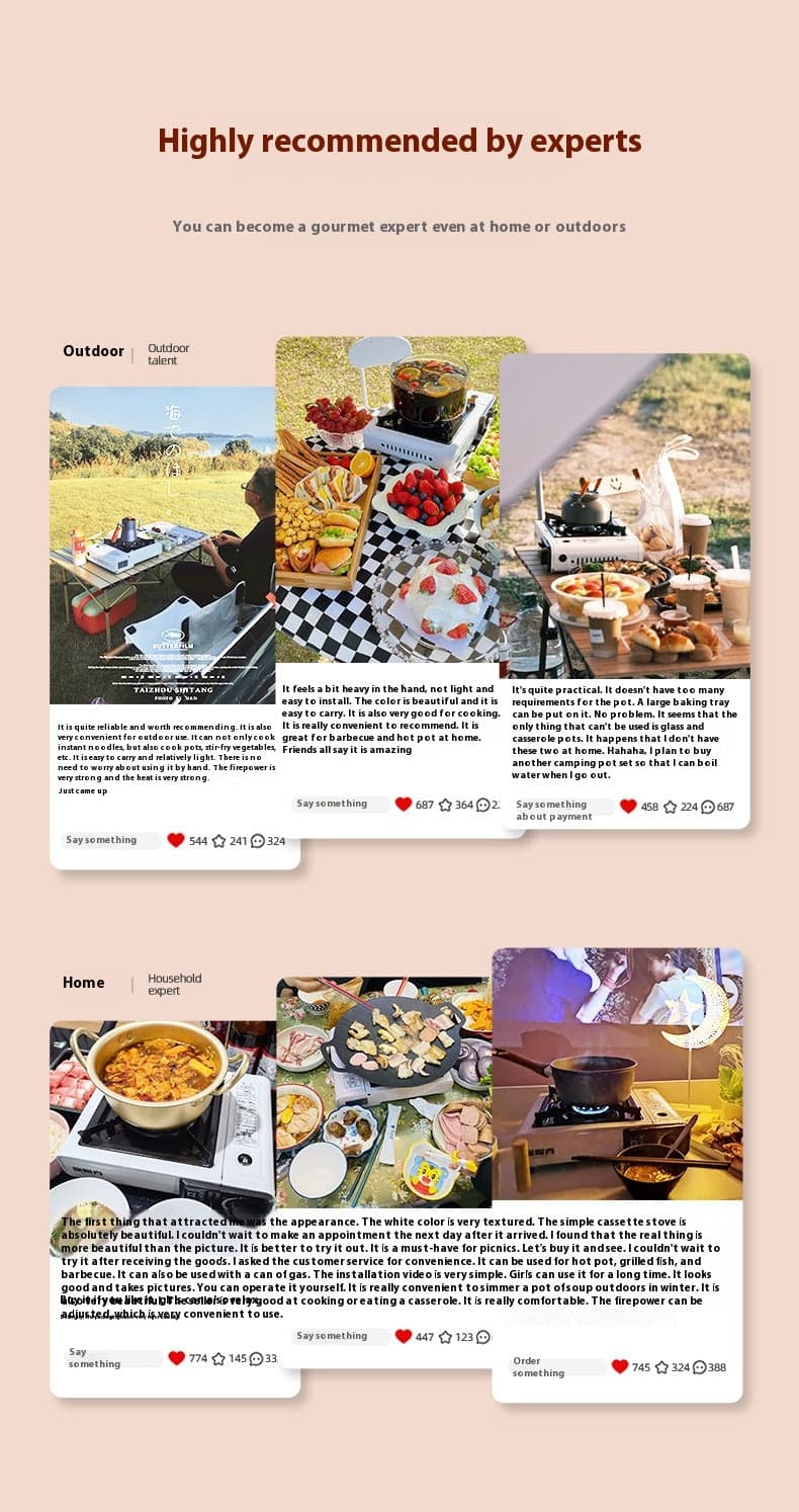 Portable Outdoor Cookware With Card Furnace Kitchen Accessories