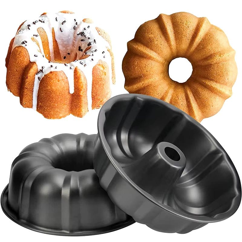 Premium Fluted Tube Cake Pans - Heavy Duty Carbon Steel Baking Mold for Buntelet, Bavarois, and Brownies - Model JT140 - KitchenKlout