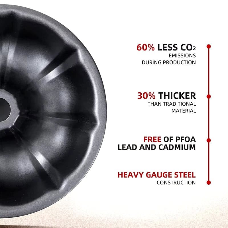Premium Fluted Tube Cake Pans - Heavy Duty Carbon Steel Baking Mold for Buntelet, Bavarois, and Brownies - Model JT140 - KitchenKlout