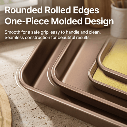 Professional Baking Tray Set - 6 Sizes | Deep & Shallow Rectangular Pans | KitchenKlout Bakeware