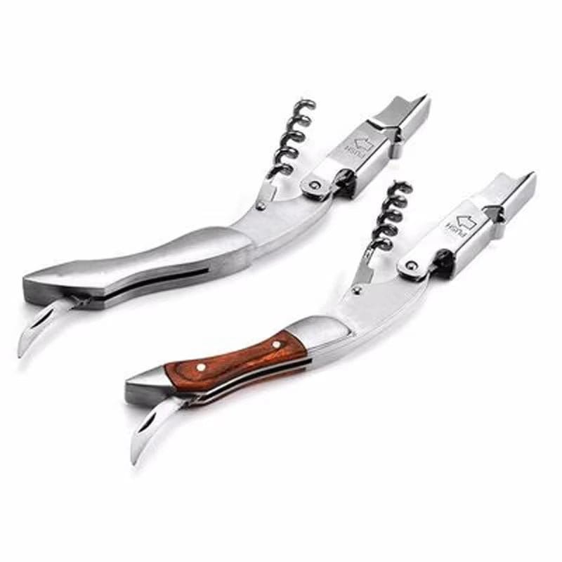 Professional Wood Handle Red Wine Opener - Portable Multifunctional Corkscrew and Beer Bottle Opener Kitchen Tool - KitchenKlout