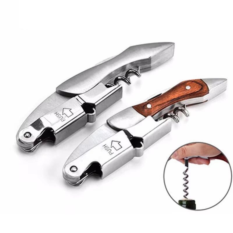 Professional Wood Handle Red Wine Opener - Portable Multifunctional Corkscrew and Beer Bottle Opener Kitchen Tool - KitchenKlout