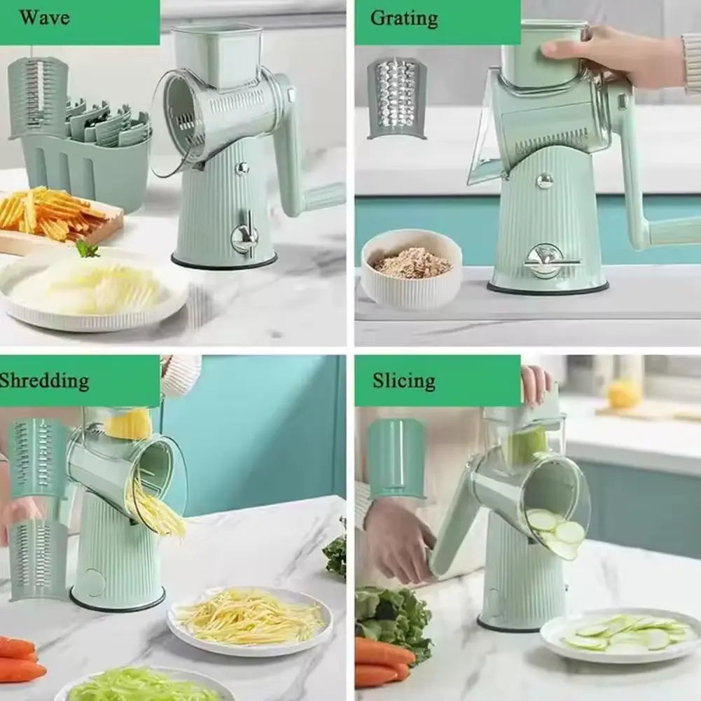 Rotary Cheese Grater - 5 Interchangeable Stainless Steel Blades 