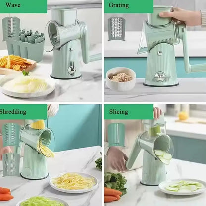 Rotary Cheese Grater - 5 Interchangeable Stainless Steel Blades 