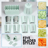 Rotary Cheese Grater - 5 Interchangeable Stainless Steel Blades  