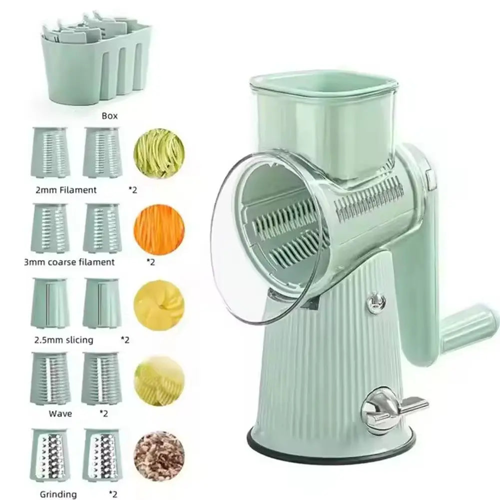 Rotary Cheese Grater - 5 Interchangeable Stainless Steel Blades 