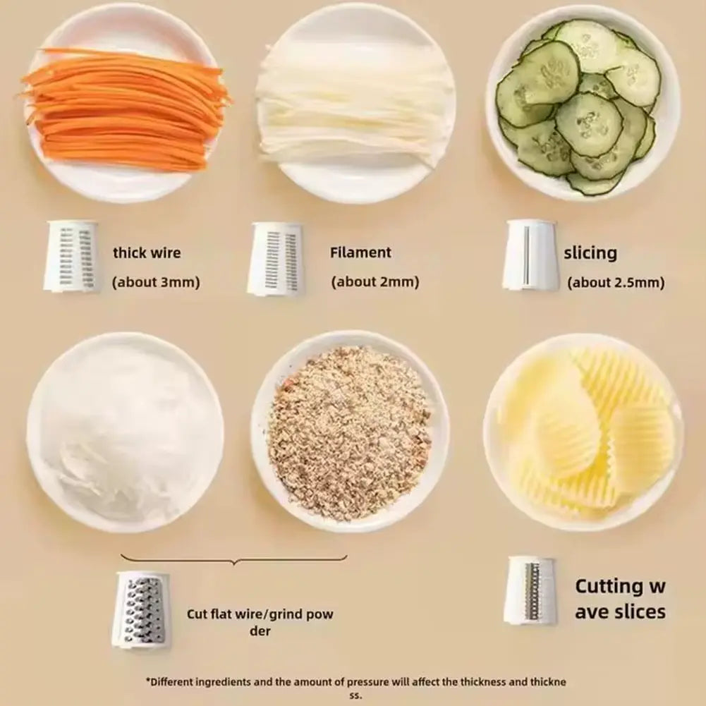 Rotary Cheese Grater - 5 Interchangeable Stainless Steel Blades 