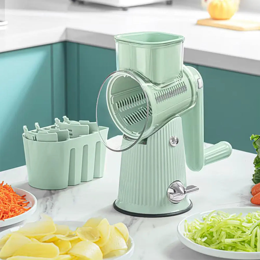 Rotary Cheese Grater - 5 Interchangeable Stainless Steel Blades  