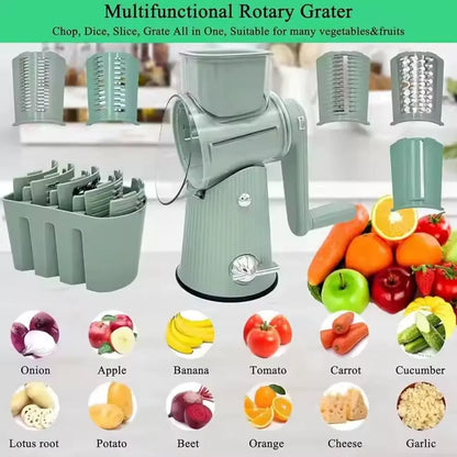 Rotary Cheese Grater - 5 Interchangeable Stainless Steel Blades 